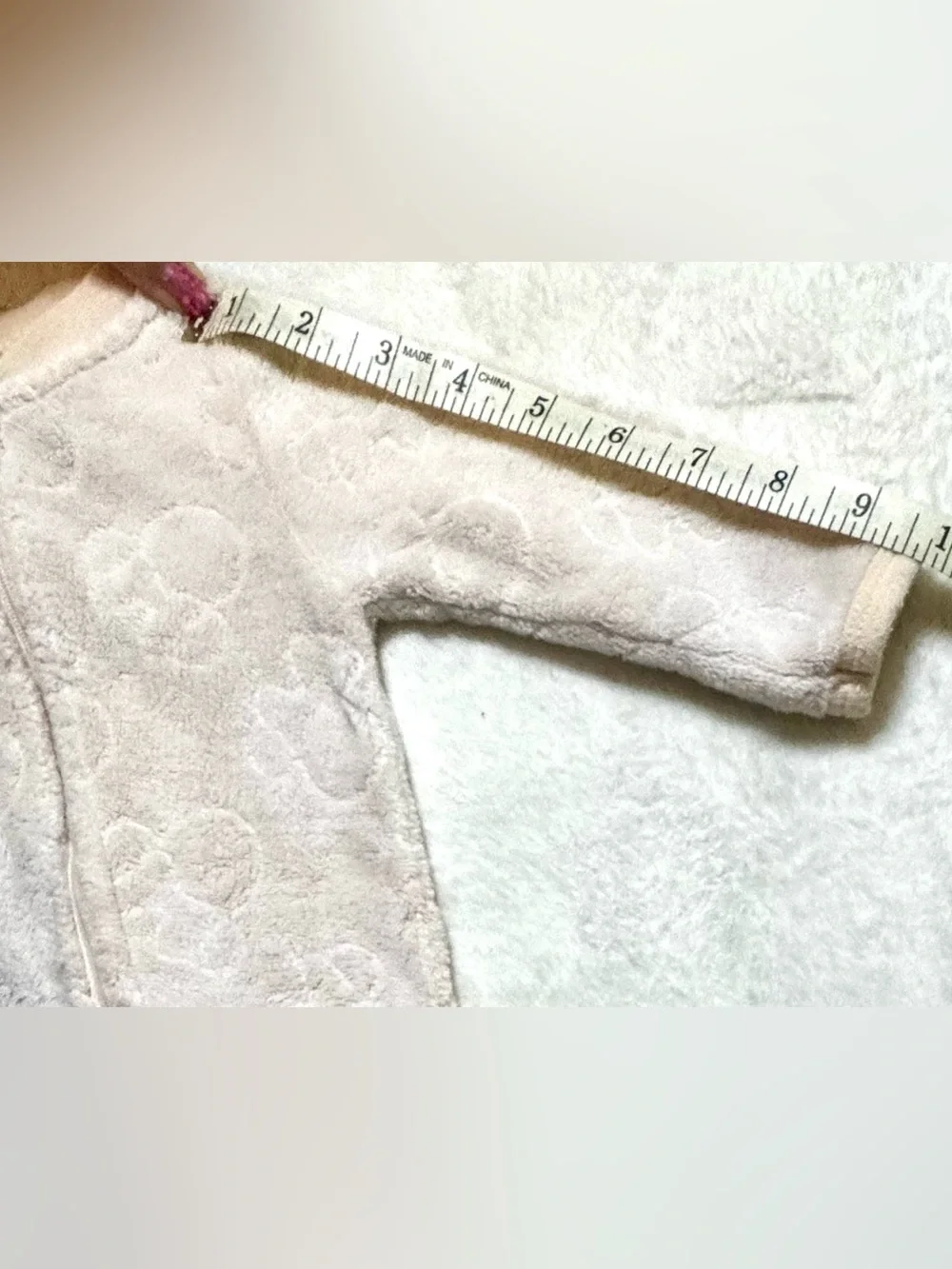 Disney Baby 3-6 month Plush Baby One-Piece Footed Romper in Light Cream